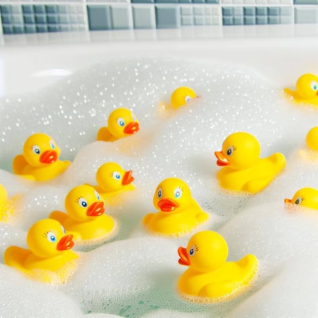 Rubber Duckies in a bubble bath